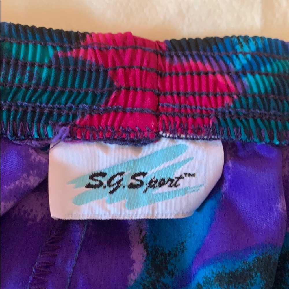 SG Sport Purple Pink Floral Elastic Waist Skirt - Picture 4 of 7